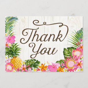 Luau Tropical Floral Beach Rustic Thank You Card