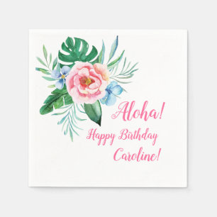 Luau Tropical Floral Hawaiian Bouquet Birthday Napkin