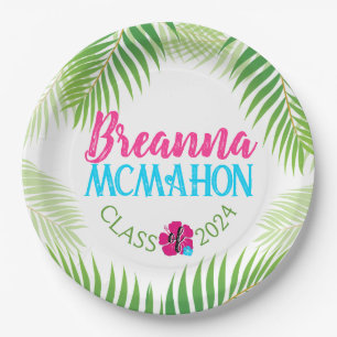 Luau Tropical Graduation Personalized Paper Plate