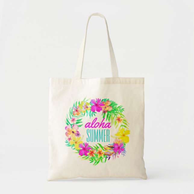 Luau Tropical Hawaiian Aloha Summer Tote Bag (Front)
