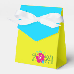 Luau Tropical Hibiscus Graduation Yellow Favour Box