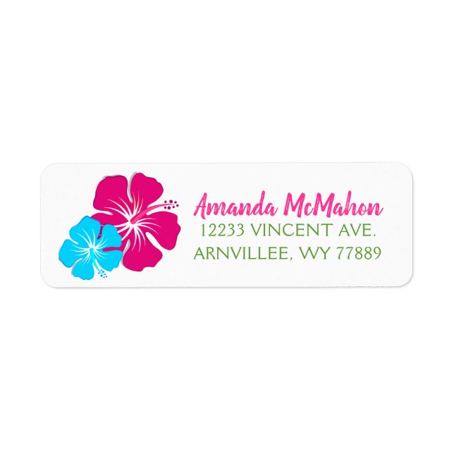 Luau Tropical Hibiscus Return Address Labels (Front)