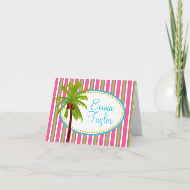 Luau tropical Palm Tree Note Cards (Front)