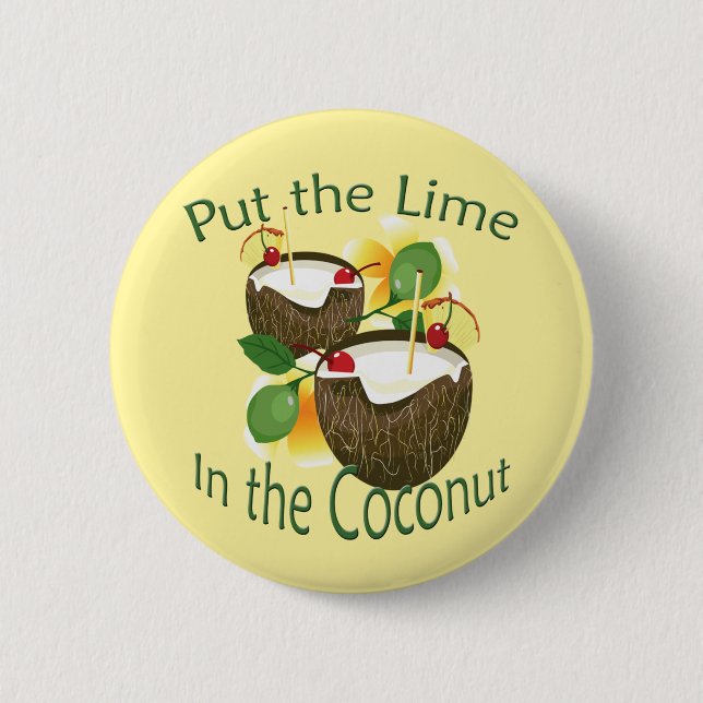 Luau Tropical Party Funny Coconut Drink Button (Front)