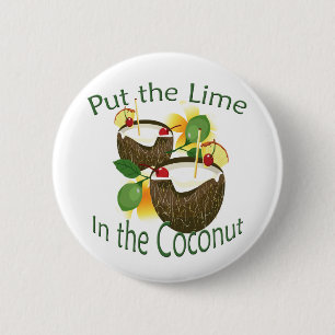 Luau Tropical Party Funny Coconut Drink Button
