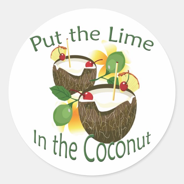Luau Tropical Party Funny Coconut Drink Sticker (Front)