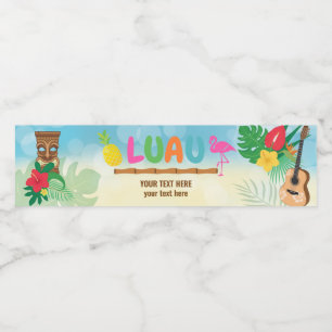 Luau Tropical Theme Water Bottle Label