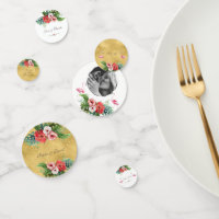 Luau Wedding Birthday Flamingo Floral Gold