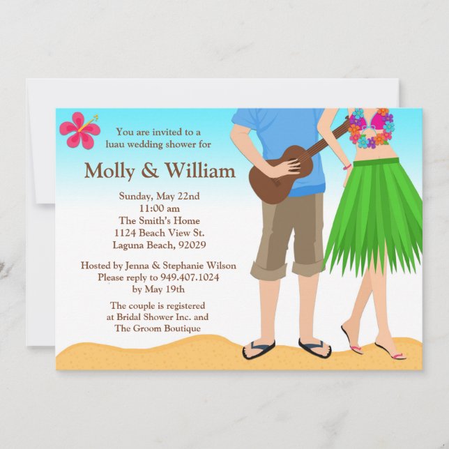 Luau Wedding Shower Invitation Couple (Front)
