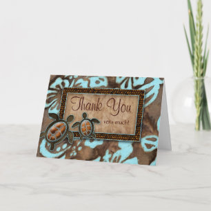 Luau Wedding Thank You Cards Turtle blue
