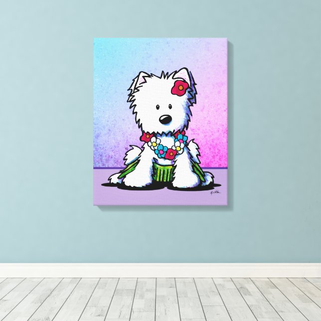 Luau Westie Terrier Dog Canvas Print (Insitu(Wood Floor))