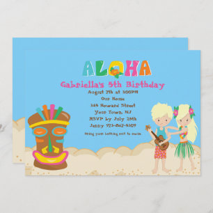 Luau With Kids and Tiki Birthday Invitation