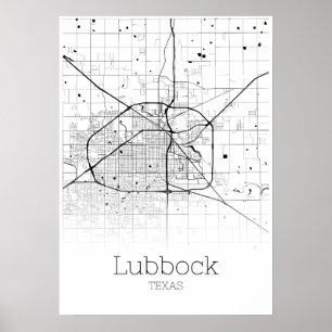 Lubbock Map - Texas - City Map Poster