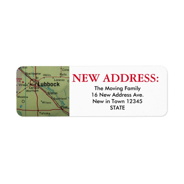 Lubbock New Address Label (Front)