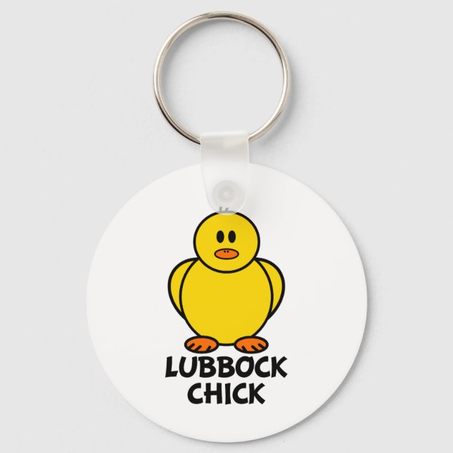 Lubbock Texas Chick Key Ring (Front)