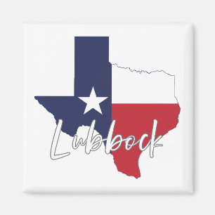Lubbock, Texas Flag Map Magnet
