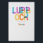 Lubbock Texas Mid Century, Pop Art, Faux Canvas Print<br><div class="desc">Lubbock Texas classic retro throwback style from the 60s 70s and 80s. Bright primary colours in the 20th-century abstract art style with simple geometric elements. Vintage pop art. Simple bold,  wear your hometown out loud.</div>