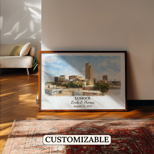 Lubbock Texas Poster, Watercolor, Custom Poster (Creator Uploaded)