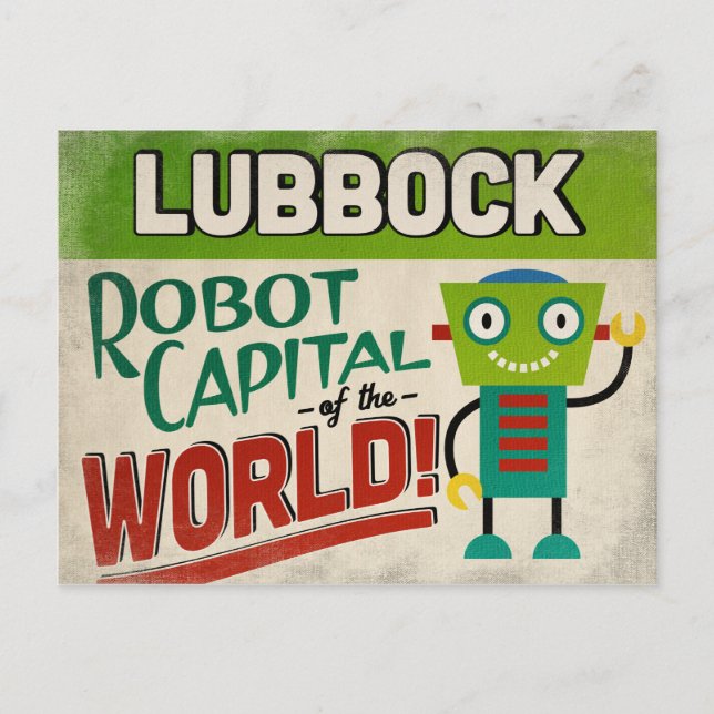 Lubbock Texas Robot - Funny Vintage Postcard (Front)