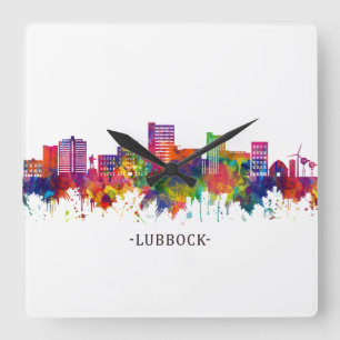 Lubbock Texas Skyline Square Wall Clock