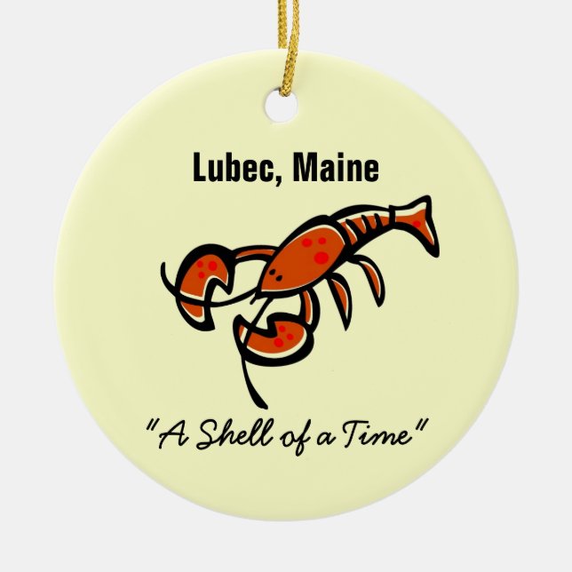 Lubec, Maine Lobster Ceramic Tree Decoration (Front)