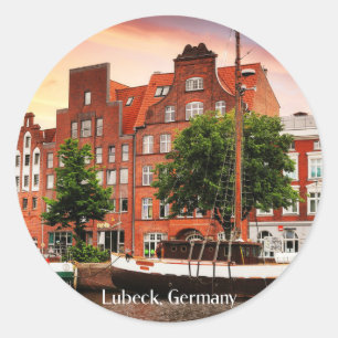 Lubeck Germany cityscape Classic Round Sticker