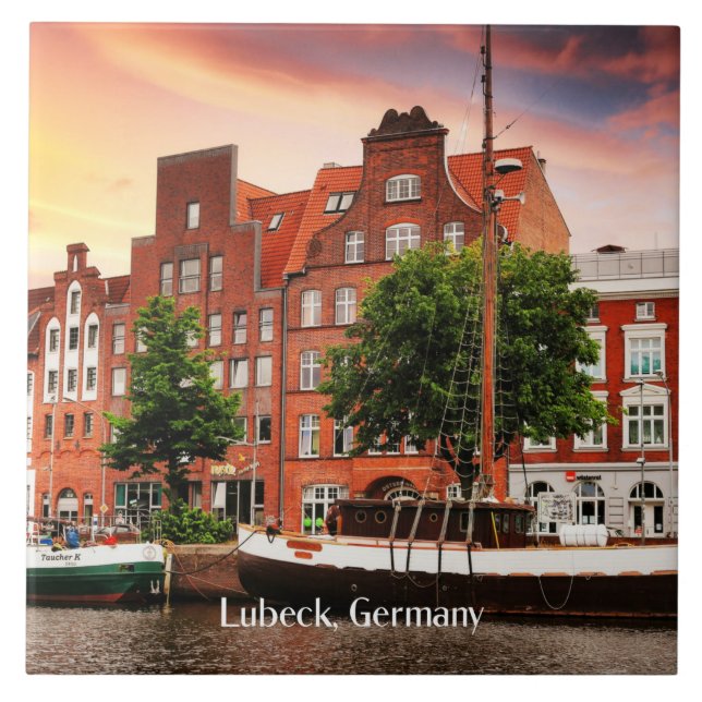 Lubeck Germany cityscape photograph Tile (Front)