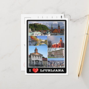 Lubiana - Slovenia - I Love - Postcard