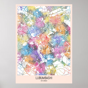 Lubumbashi DR Congo City Map Poster