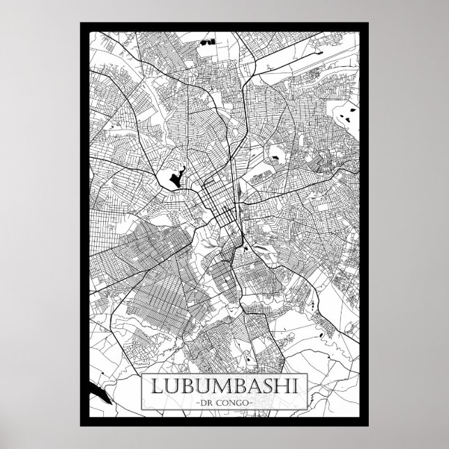 Lubumbashi DR Congo Map Poster (Front)