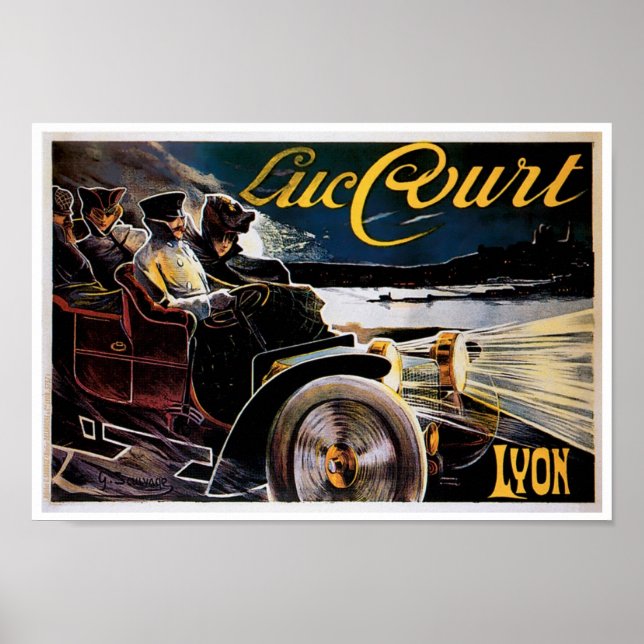 Luc Court Lyon Automobile Ad Vintage Art Poster (Front)