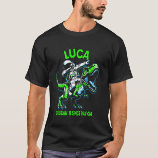 Luca Crushin' It Since Day One Astronaut Dinosaur  T-Shirt