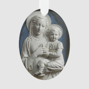 Luca della Robbia Madonna and Child Blue White Art Ornament