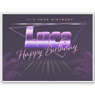 Luca Name Vorname lila retro Sticker Geburtstag