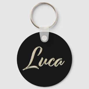 Luca Name whitegold Button Schlüsselanhänger Key Ring
