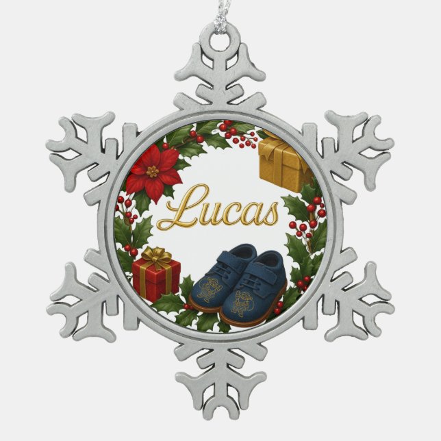 Lucas Baby’s First Christmas Snowflake Ornament (Front)