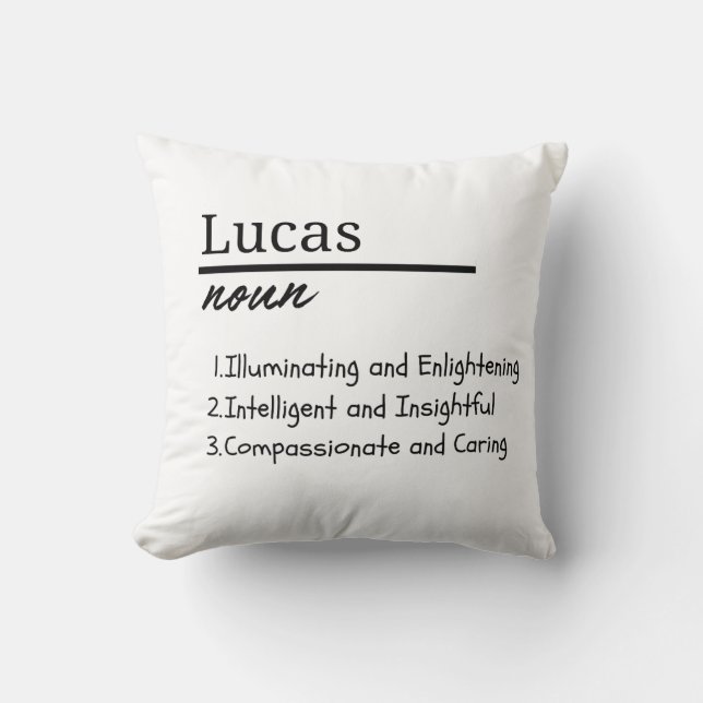 Lucas, Boy Personalised Name Definition Cushion (Front)