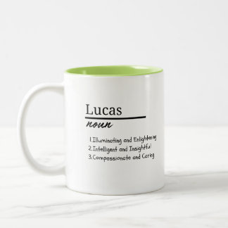 Lucas, Boy Personalised Name Definition Two-Tone Coffee Mug