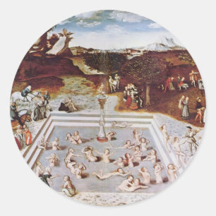 Lucas Cranach the Elder- The Fountain Of Youth Classic Round Sticker