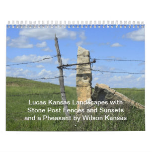 Lucas Kansas Landscapes Sunset Stone Post Calendar
