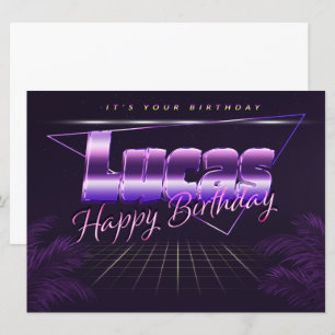 Lucas Name Vorname lila retro Karte Geburtstag Card
