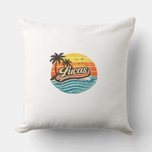 Lucas Retro Sunset Name Design Cushion