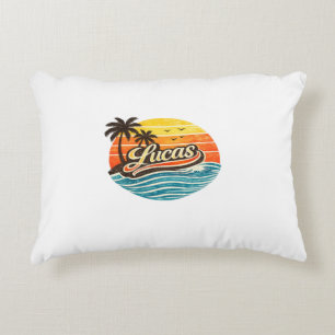 Lucas Retro Sunset Name Design Decorative Cushion