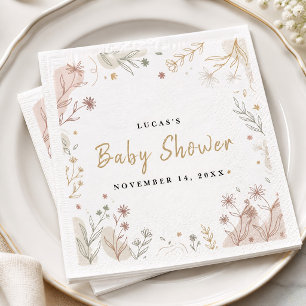 Lucas’s Botanical Watercolor Wildflower Baby Showe Napkin