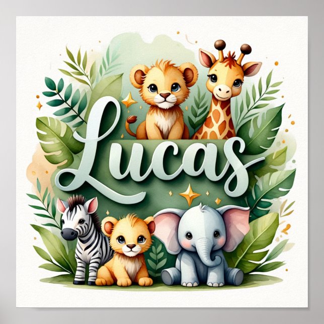 Lucas Safari Nursery Wall Art (Front)
