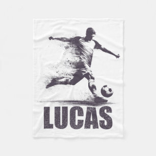 Lucas Soccer Boys Personalised First Name Lucas Fleece Blanket