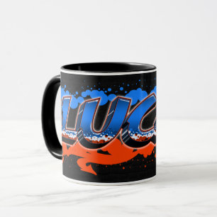Lucas Vorname Name Graffiti blue orange Tasse Mug