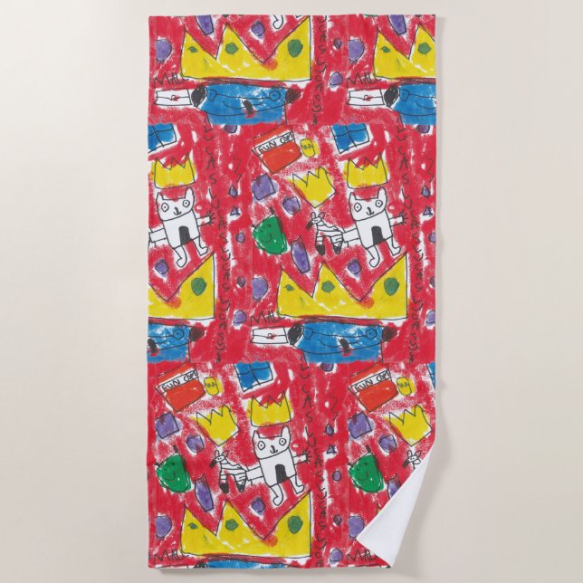 Lucas's basquiat inspired beach towel (Front)