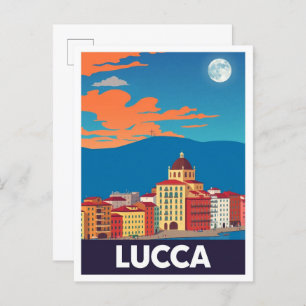 Lucca Italy Art Vintage Travel Illustration Postcard