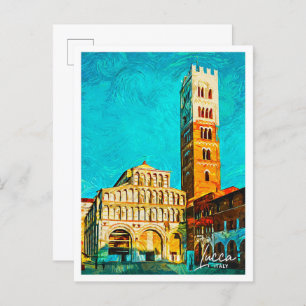 Lucca Italy Beautiful Oil Paint City Postcard